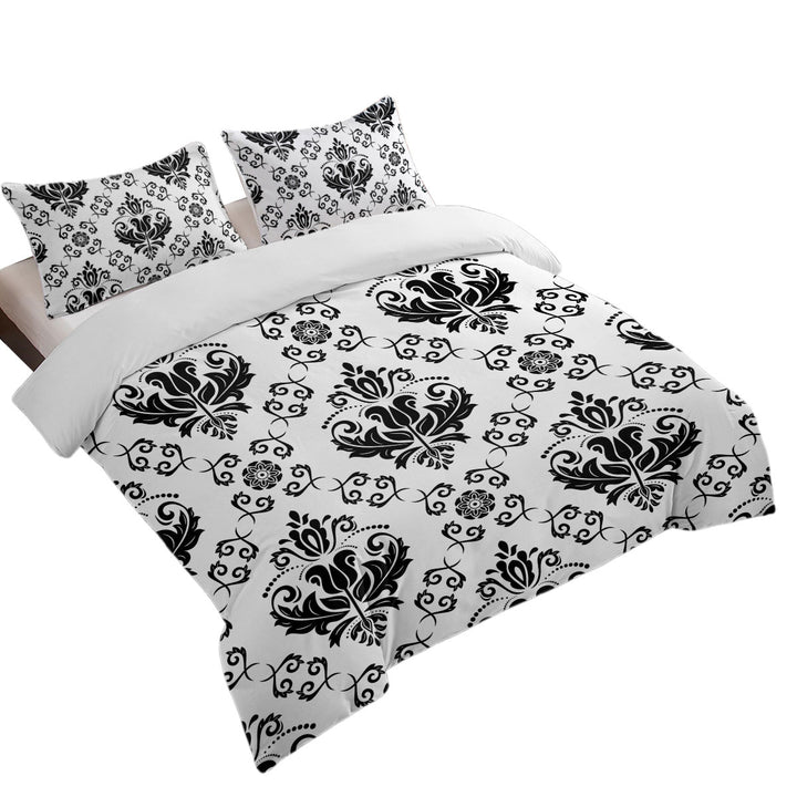 Duvet Cover Queen with Black and White Royal Floral