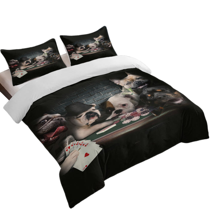 Duvet Cover Queen with Cool Dogs Playing Cards Dogs Gambling