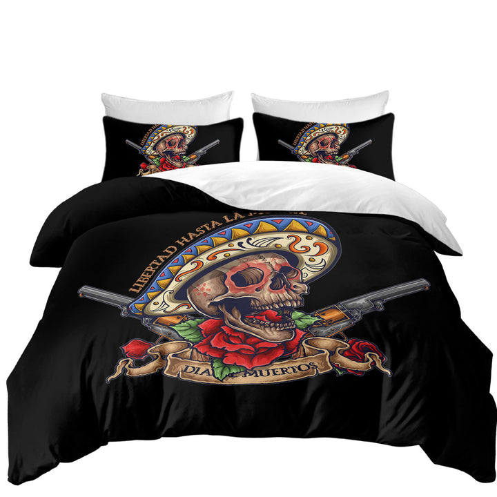 Duvet Cover Queen with Cool Mexican Skull Free the Dead