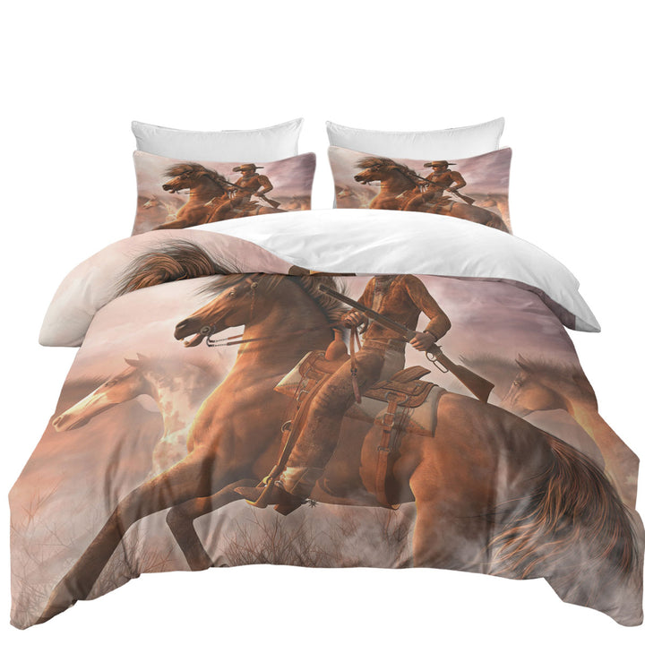 Duvet Cover Queen with Cool Western Horse the Range Rider