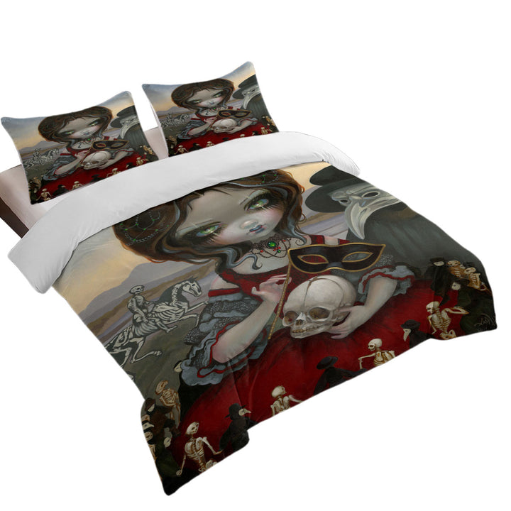 Duvet Cover Queen with Dark Art Maiden Carnevale Di Morte