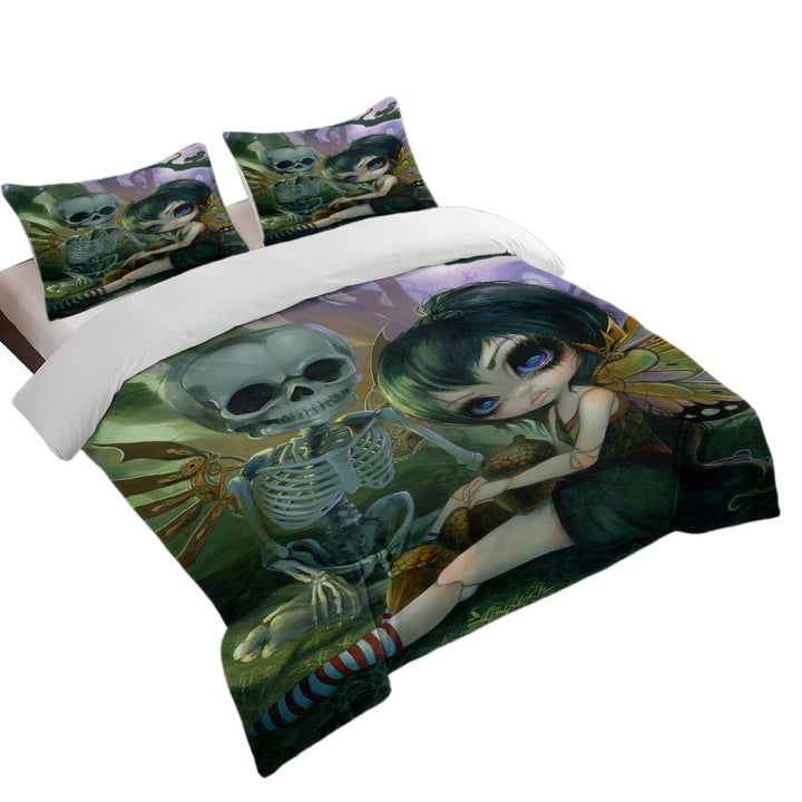 Duvet Cover Queen with Eve and Rib Clockwork Fairy and Skeleton