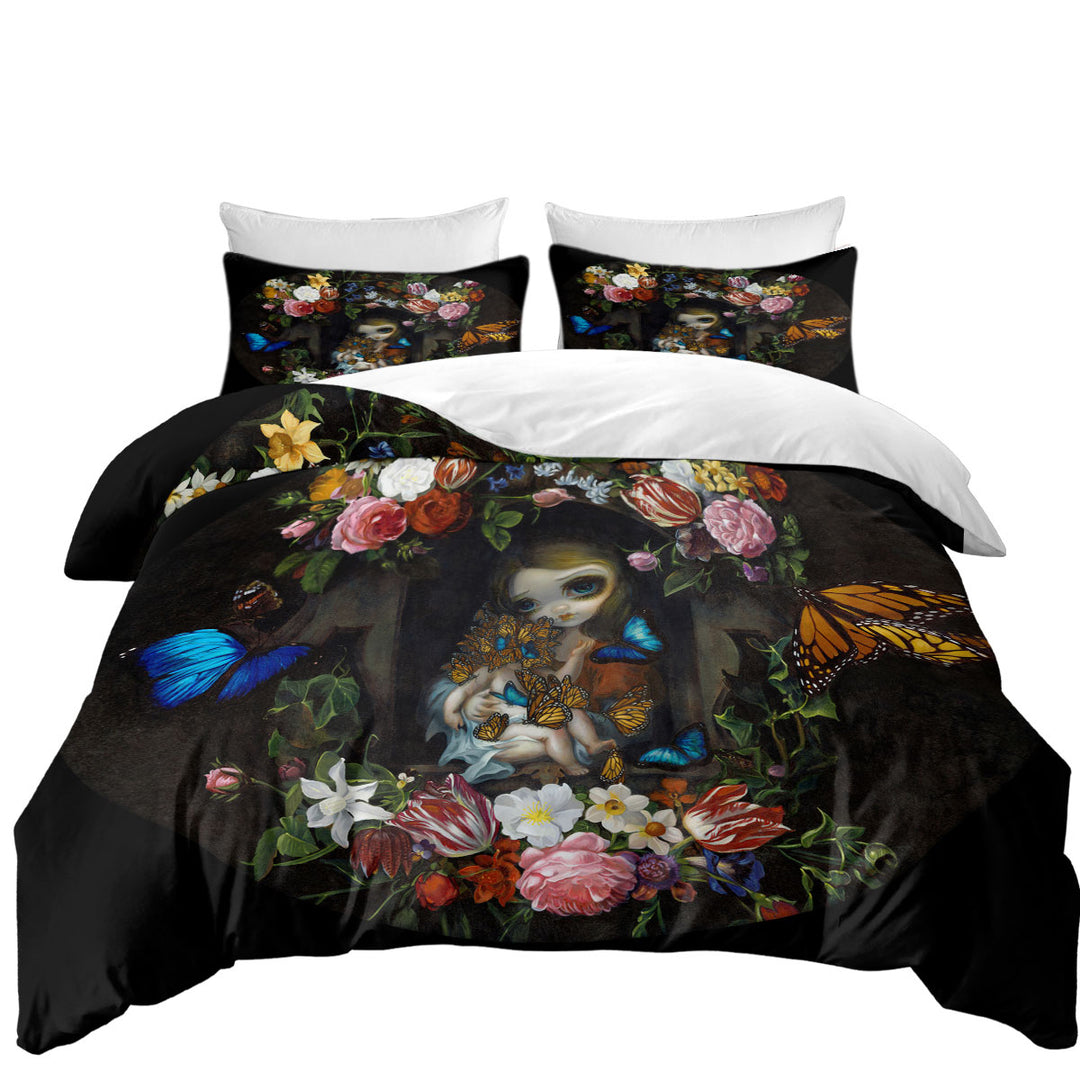 Duvet Cover Queen with Fine Art Etreinte de Papillons Hug of Butterflies