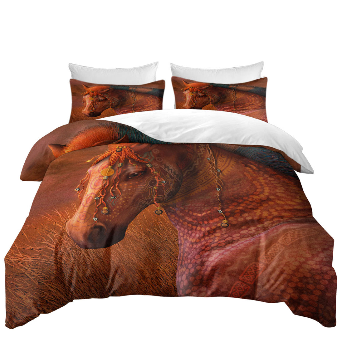 Duvet Cover Queen with Horse Art African Masai War Pony