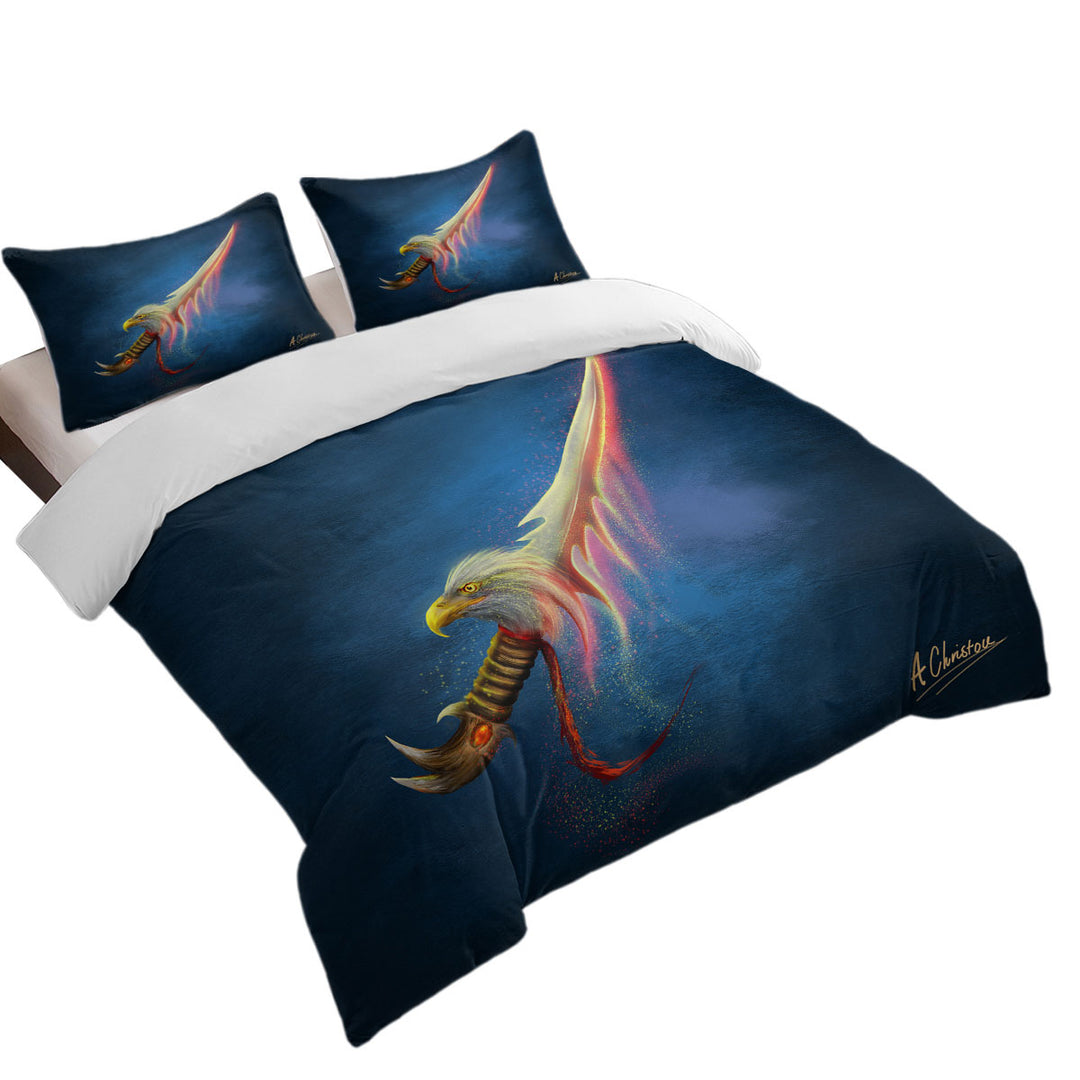 Duvet Cover Queen with Magical Fantasy Eagle Sword