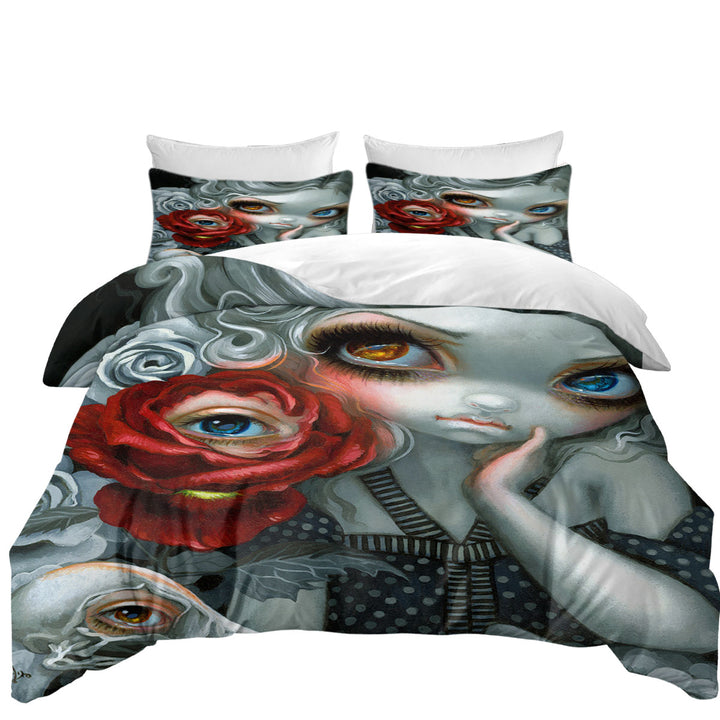 Duvet Cover Queen with Scary Gothic Art the Nightingale and the Rose