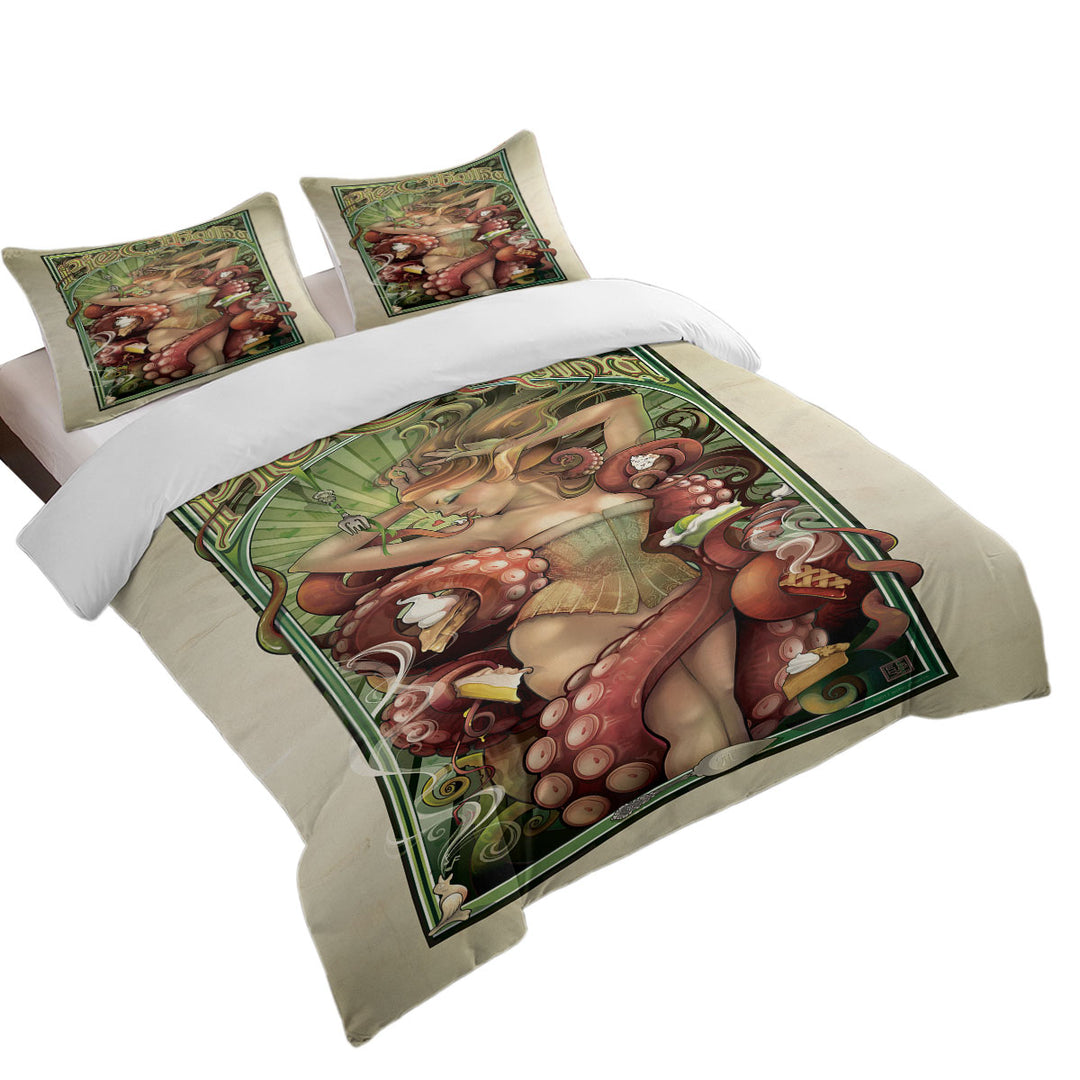 Duvet Cover Queen with Sexy Art Pie Cthulhu and Beautiful Woman