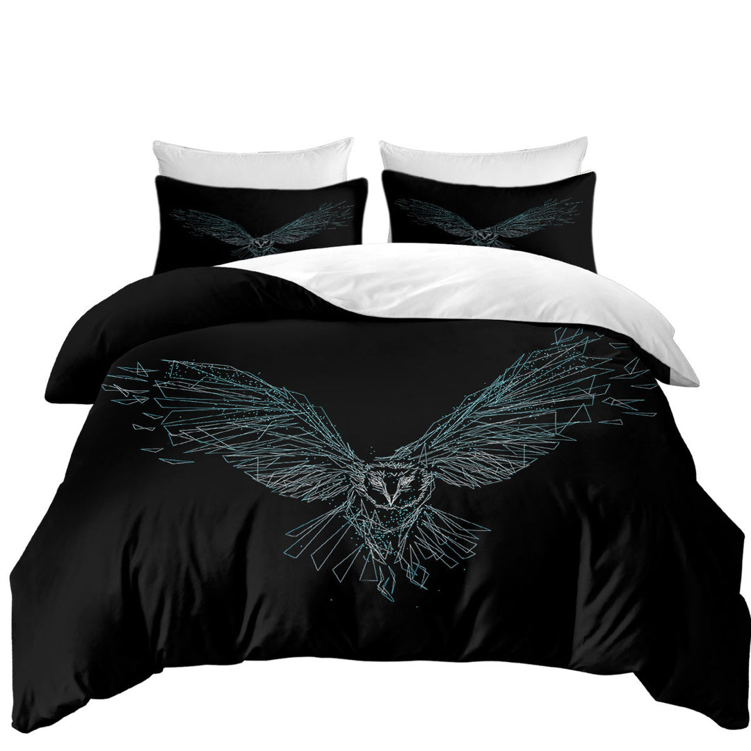 Duvet Cover sale with Artistic Flying Owl Drawing