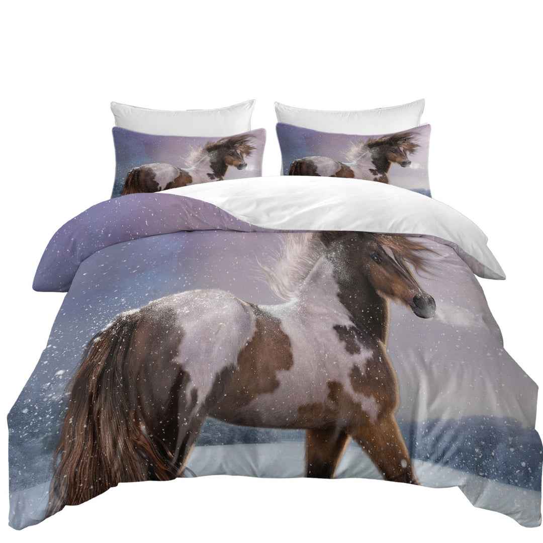 Duvet Cover sale with Brown White Pinto Horse the Winters Heart