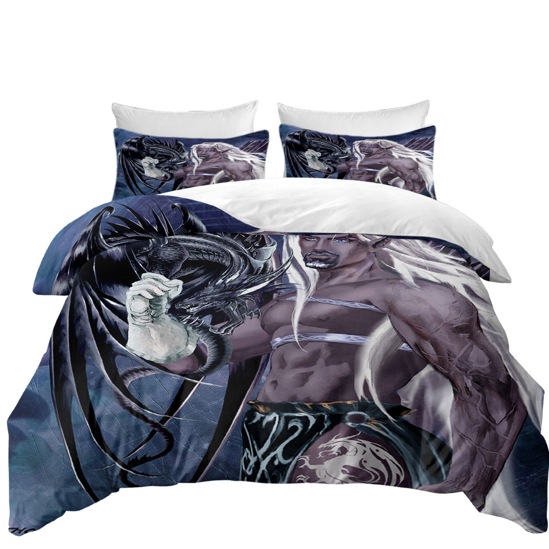 Duvet Cover sale with Cool Fantasy Drawings Dragons Worn the Master