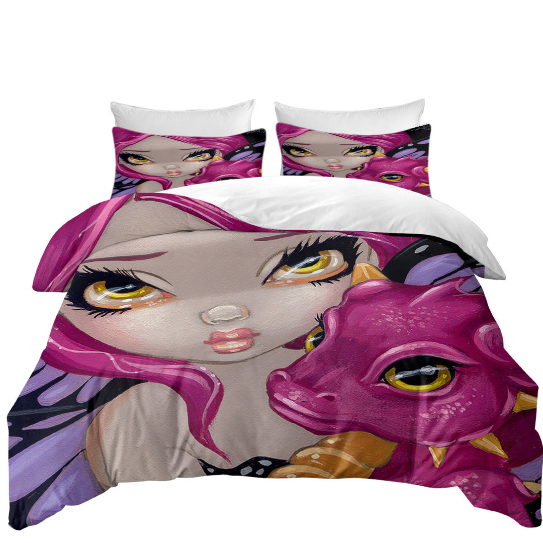 Duvet Cover sale with Faces of Faery _24 Cute Purple Baby Dragon