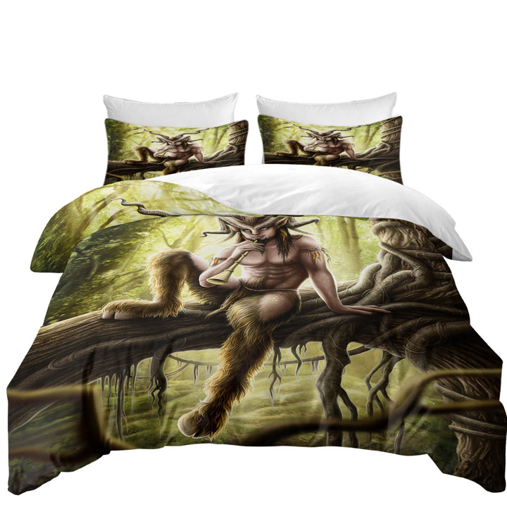 Duvet Cover set with Cool Fantasy Art Faunus the Goat Man Creature