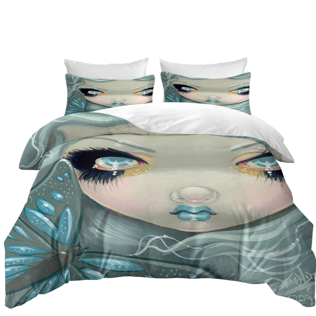 Duvet Cover set with Faces of Faery _26 Ice Girl and Butterfly