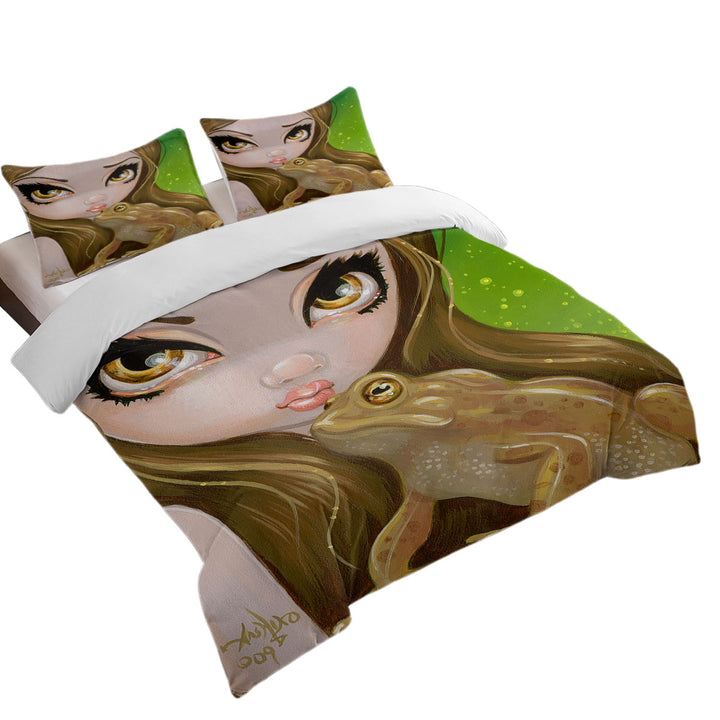 Duvet Cover set with Faces of Faery _28 Swamp Girl and Frog