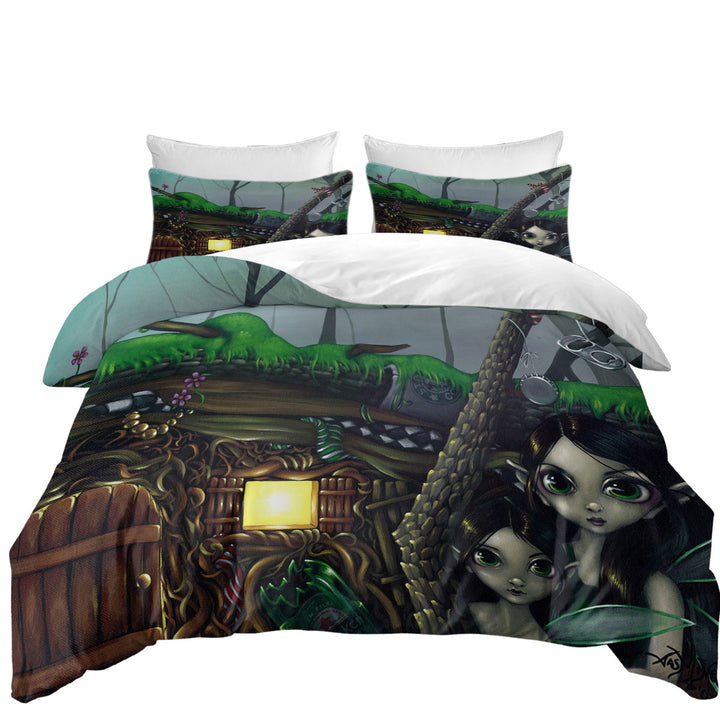 Duvet Cover set with Fairytale Fairy Dwelling Underhill House