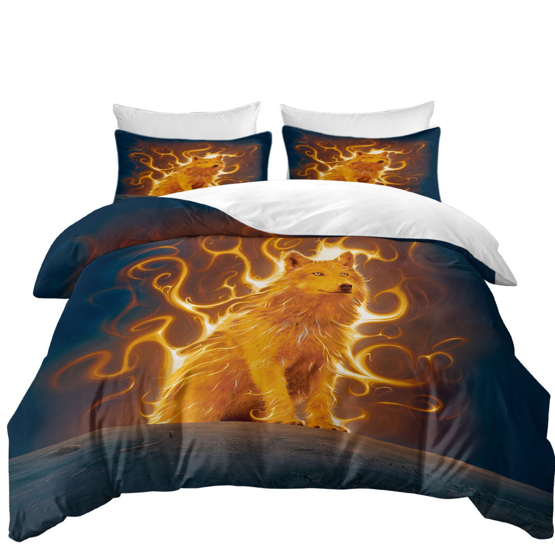 Duvet Cover set with Fantasy Animal Art Phoenix Wolf