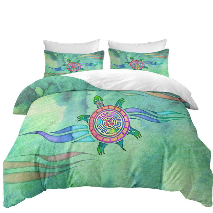 Duvet Cover set with Native American Animal Art Painted Turtle