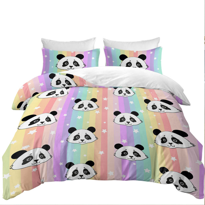 Duvet Cover set with Rainbow Pandas