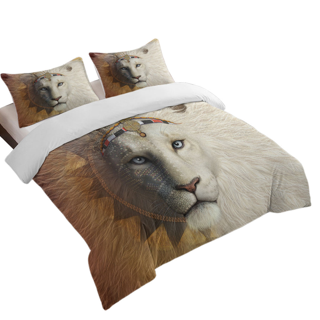 Duvet Cover with Animal Art Amari the White Lion