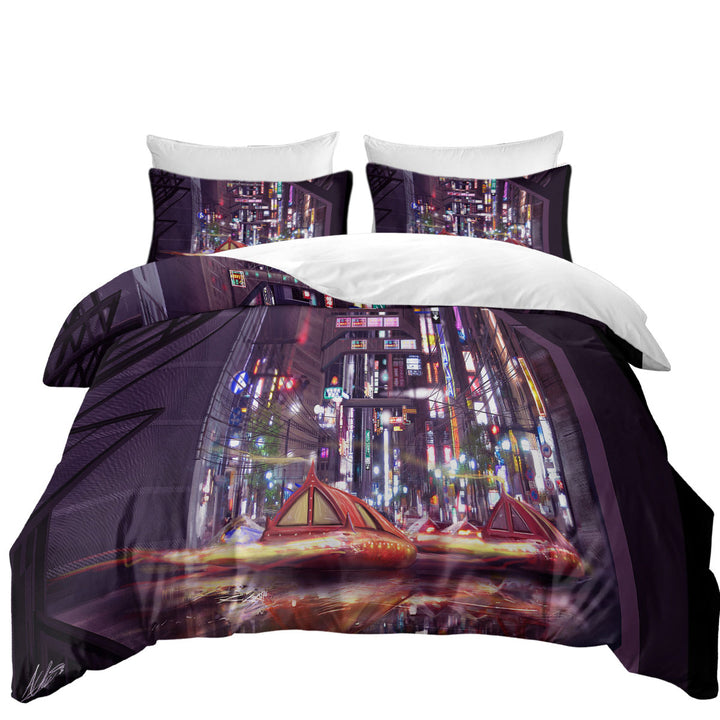 Duvet Cover with Artistic Future Tokyo City