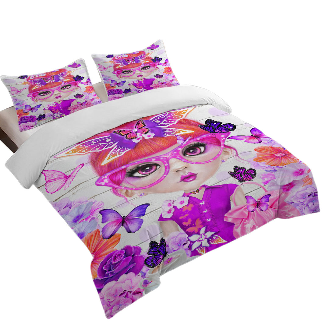 Duvet Cover with Butterfly Collector Brielle Pinkish Girl