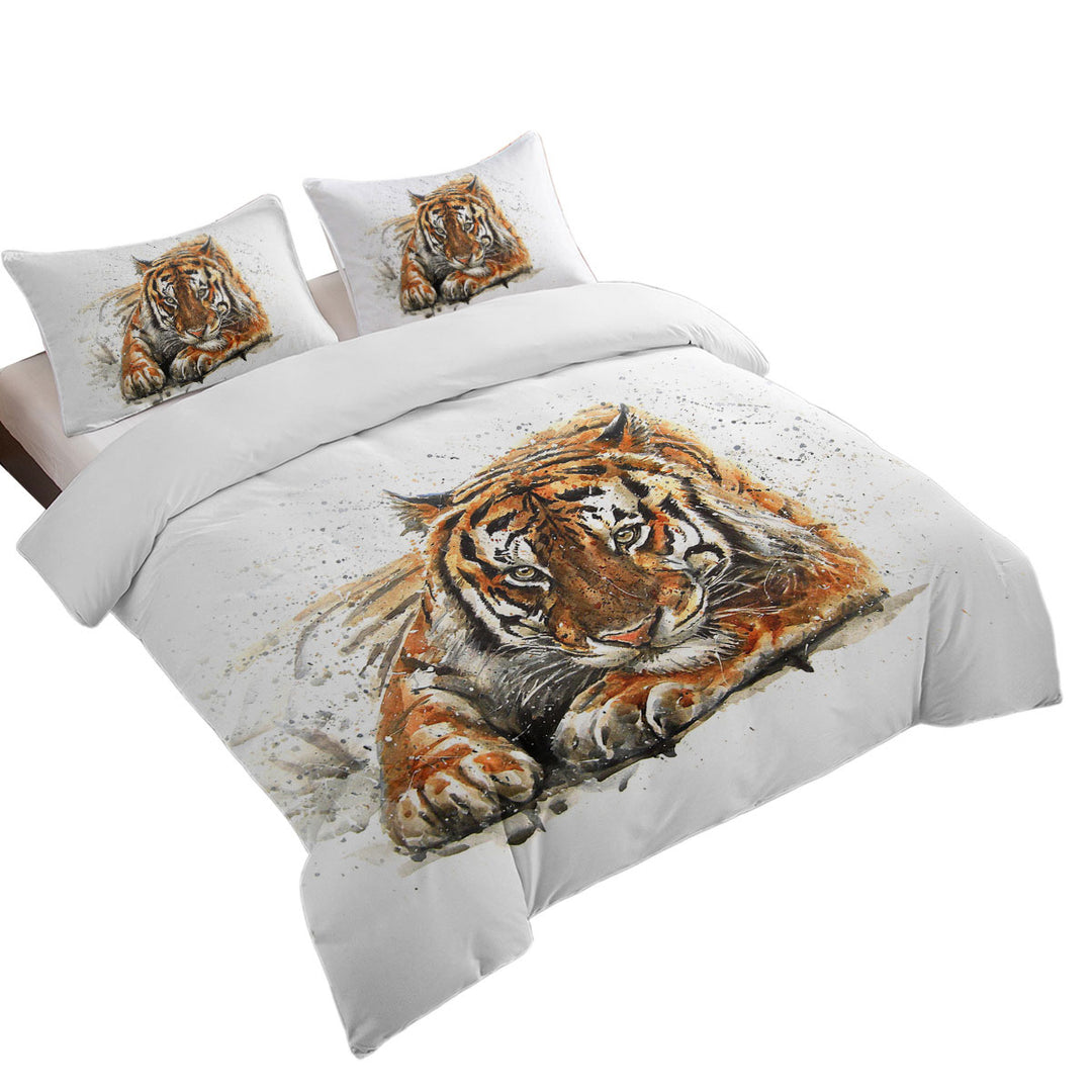 Duvet Cover with Cool Art Painting Tiger