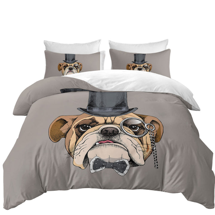 Duvet Cover with Cool Bulldog Gentleman