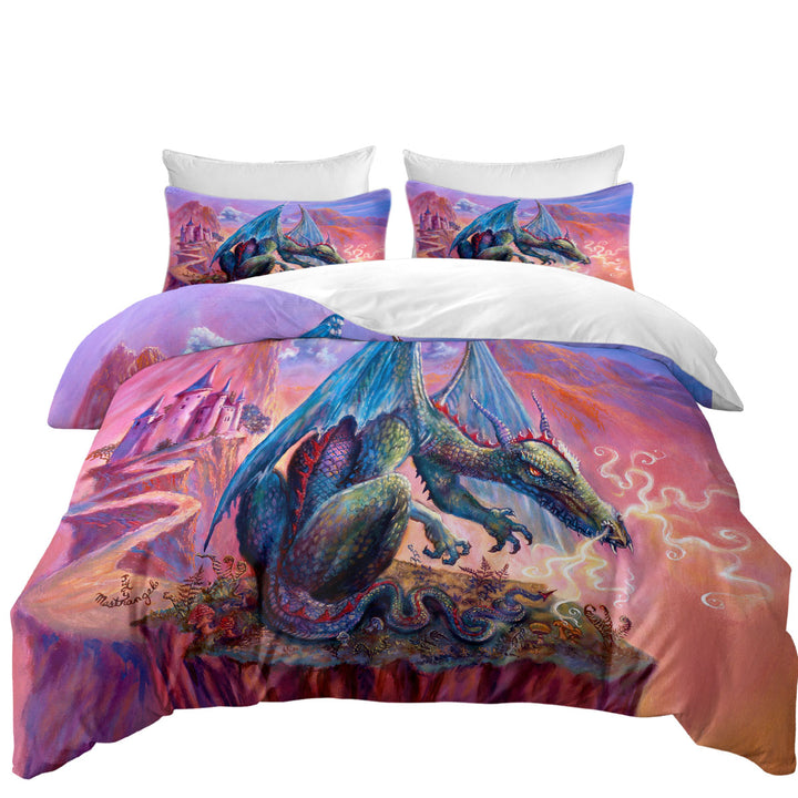 Duvet Cover with Cool Fantasy Art Angry Dragon