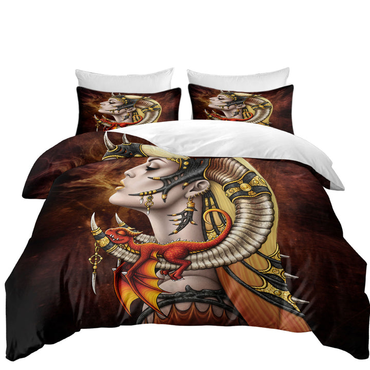 Duvet Cover with Cool Fantasy Art Mother of Dragons