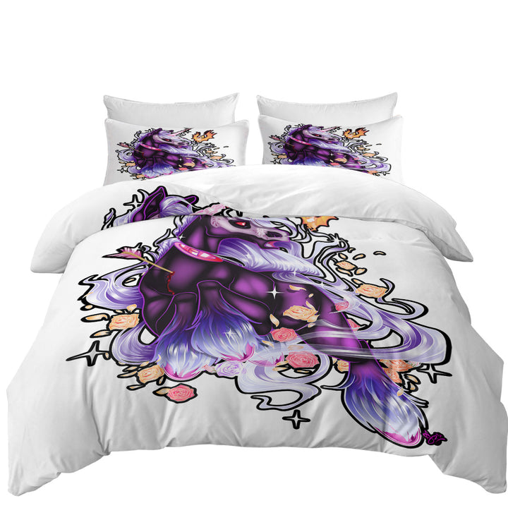 Duvet Cover with Cool Little Dragon and Purple Unicorn