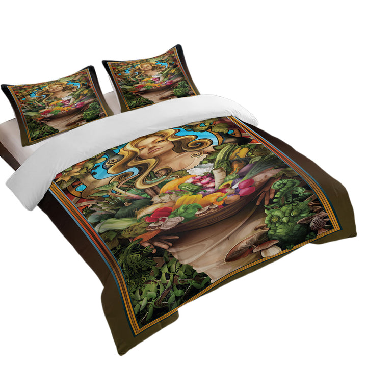 Duvet Cover with Cool Womens Art Goddess of Vegetables