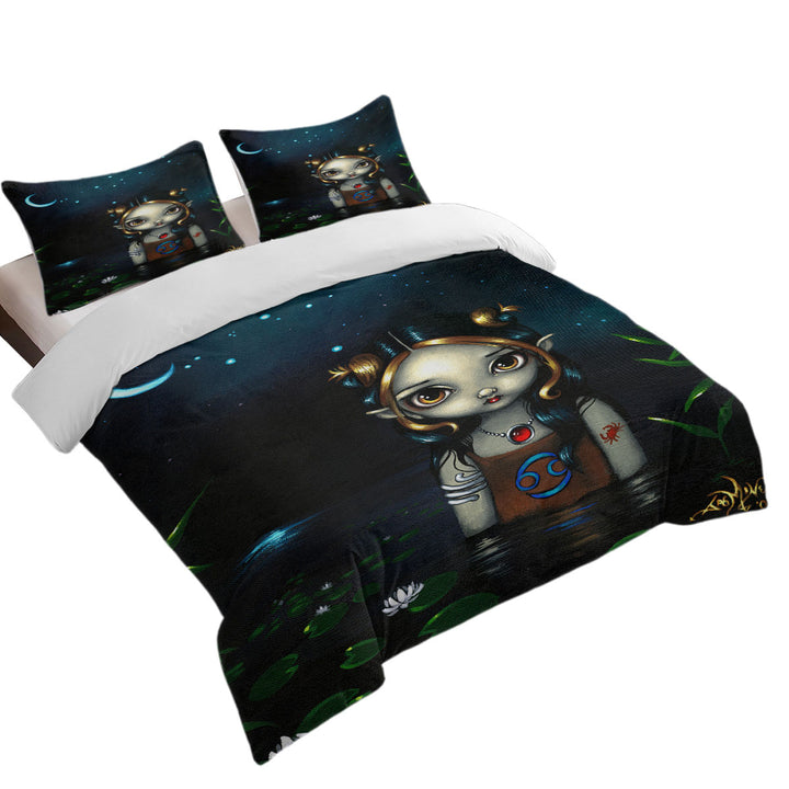 Duvet Cover with Cool Zodiac Art Cancer Night Girl