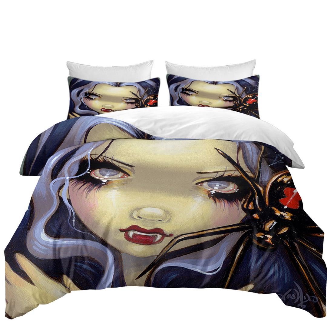 Duvet Cover with Faces of Faery _110 Vampire Girl Black Widow Spider