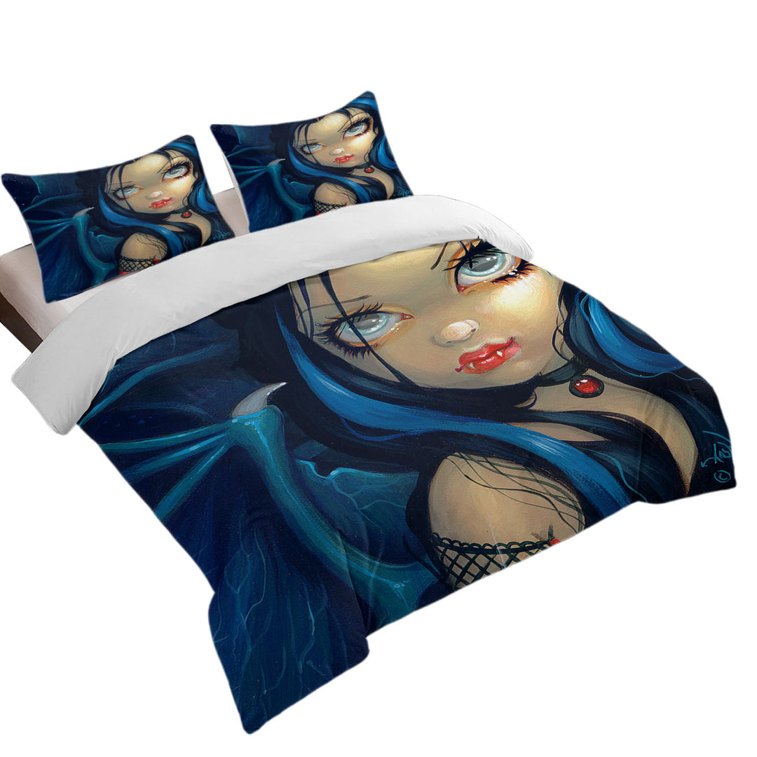 Duvet Cover with Faces of Faery _113 Vampire Dragon Winged Girl