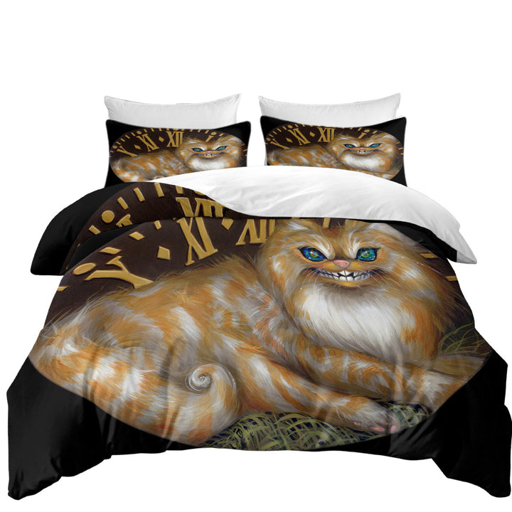 Duvet Cover with Fairytale Art Cheshire Cat Clock