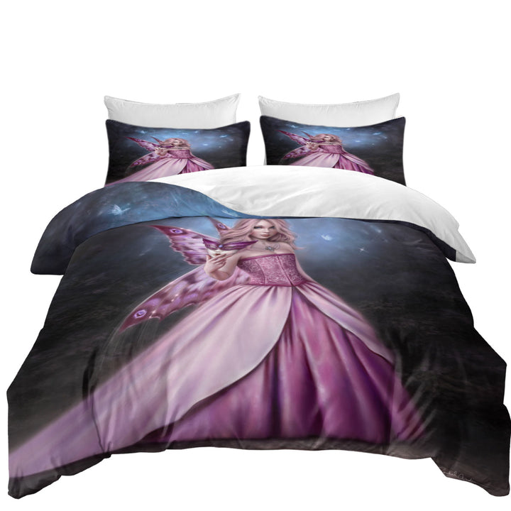 Duvet Cover with Fantasy Art Titania the Gorgeous Pinkish Butterfly Girl