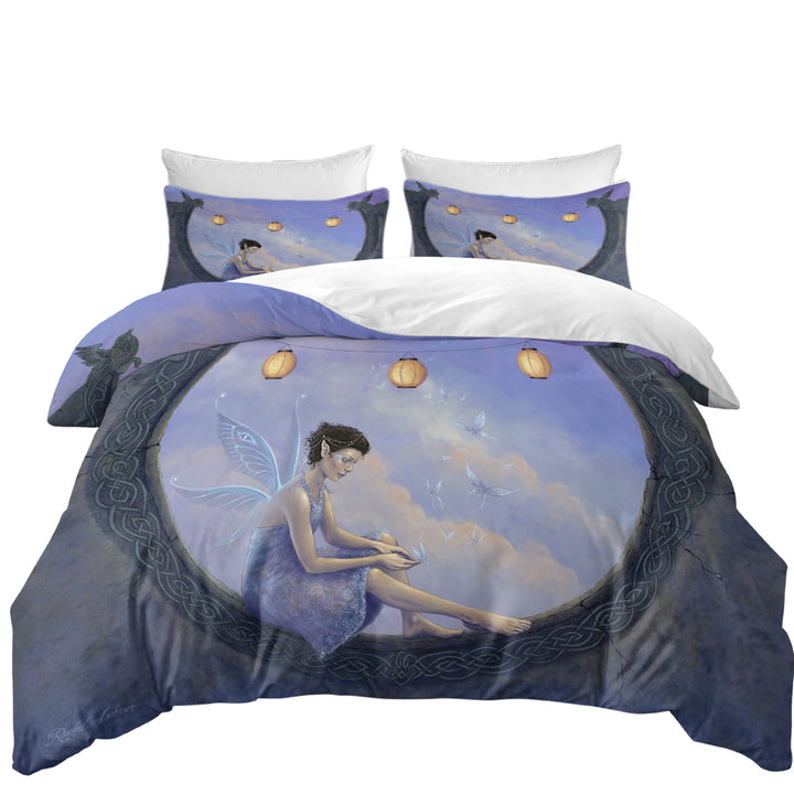 Duvet Cover with Fantasy Art the Summer Fairy with Butterflies