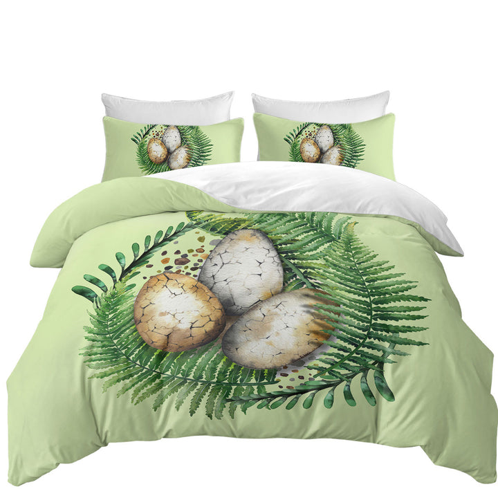 Duvet Cover with Fern and Dinosaur Eggs