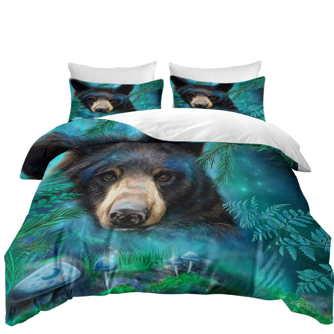 Duvet Cover with Forest Animals Moonlight Magic Black Bear