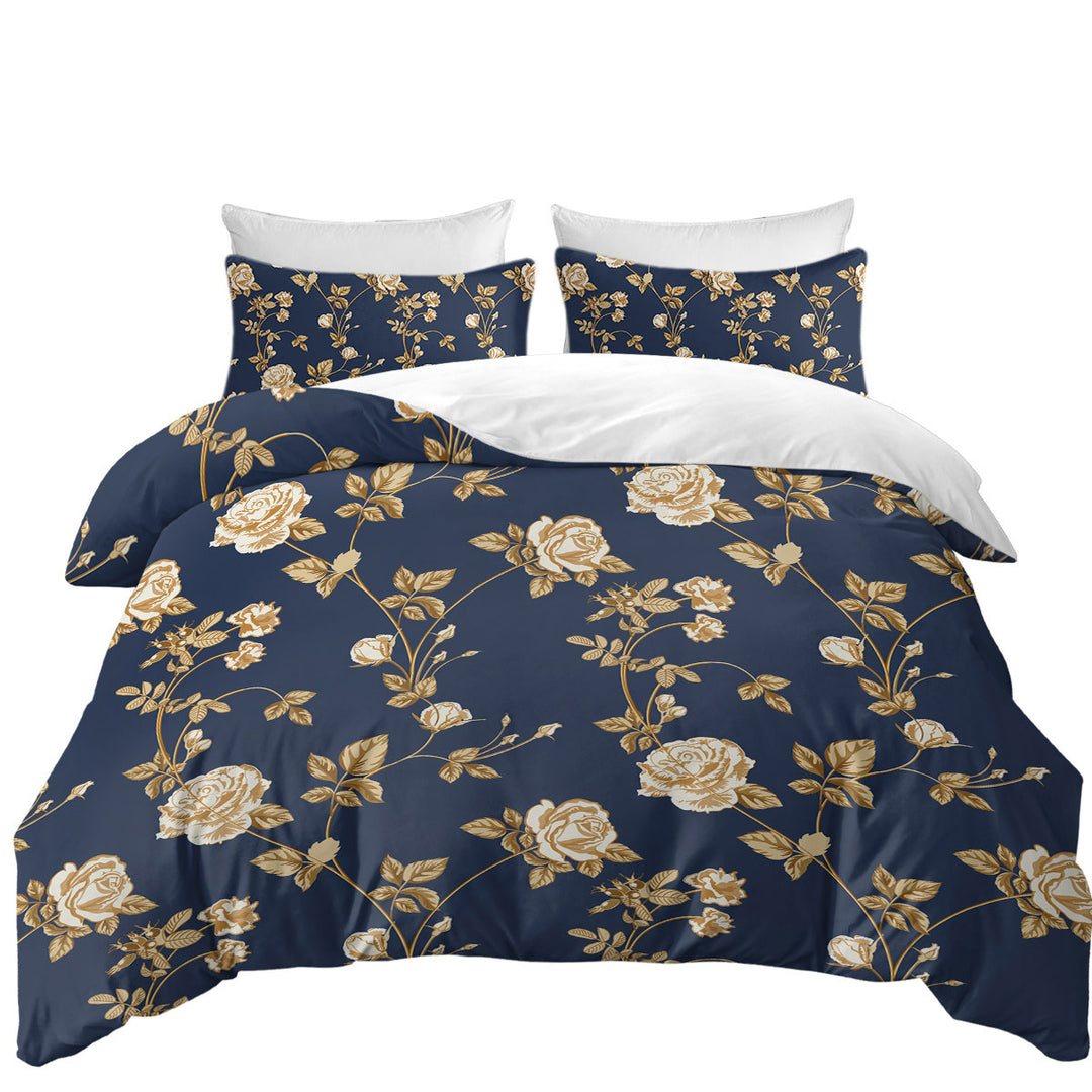 Duvet Cover with Gold Roses