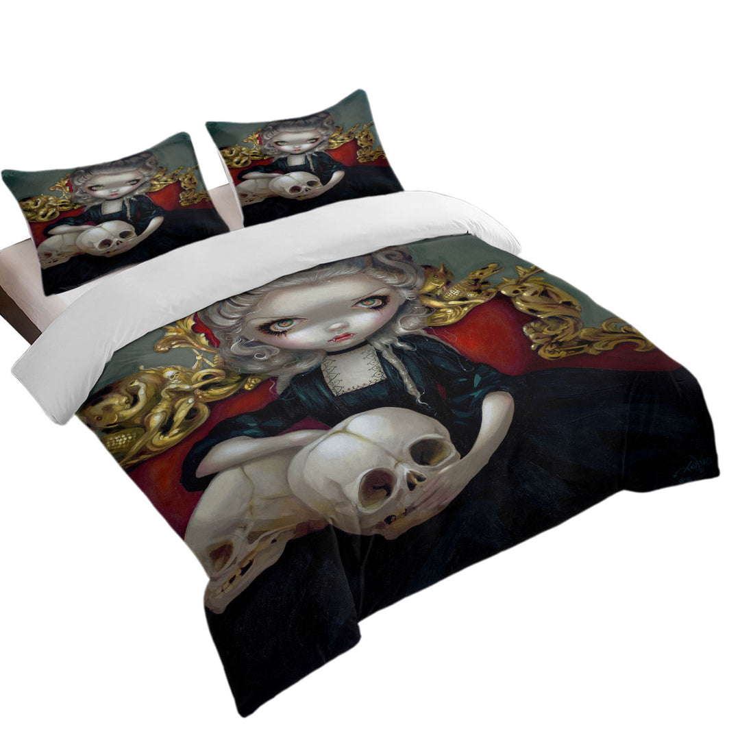 Duvet Cover with Les Vampires Les Cranes Vampire Maiden and Skulls