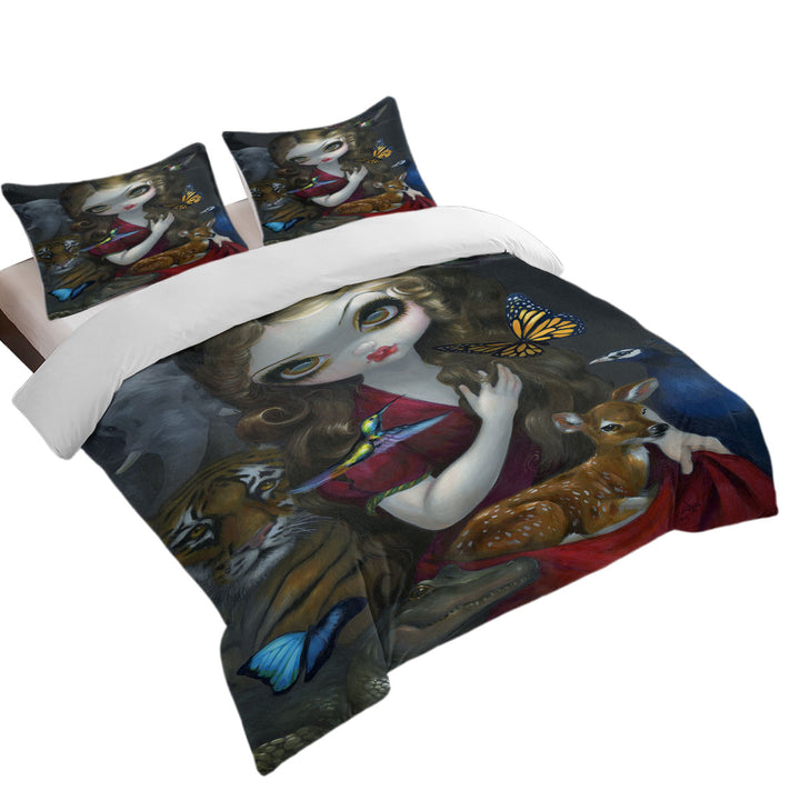 Duvet Cover with Maiden Fauna the Goddess of Animals