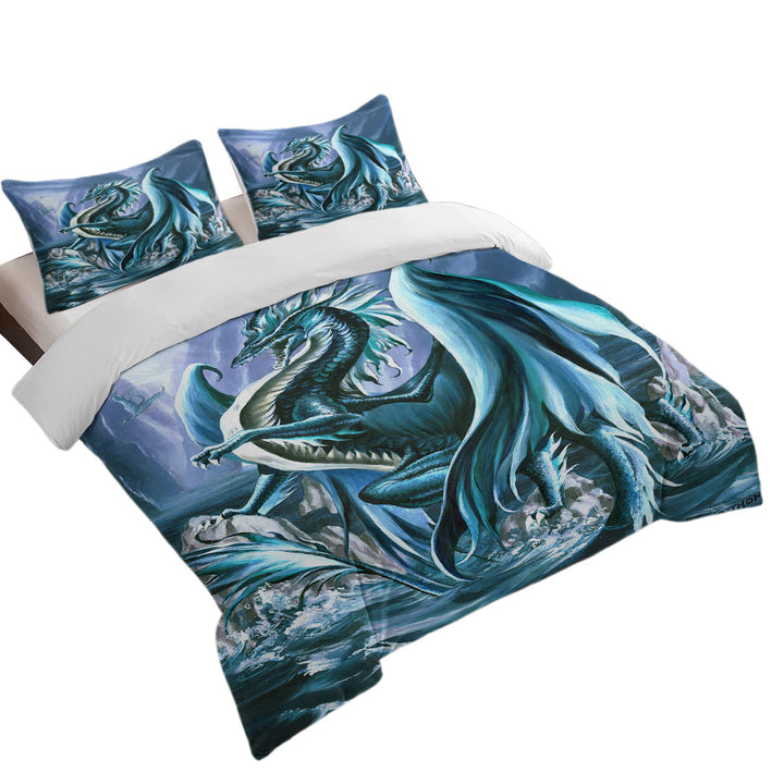 Duvet Cover with Riptide Ocean Cliffs Dragon