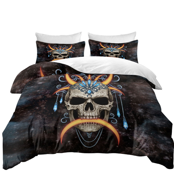 Duvet Cover with Space Skull the Moon Queen