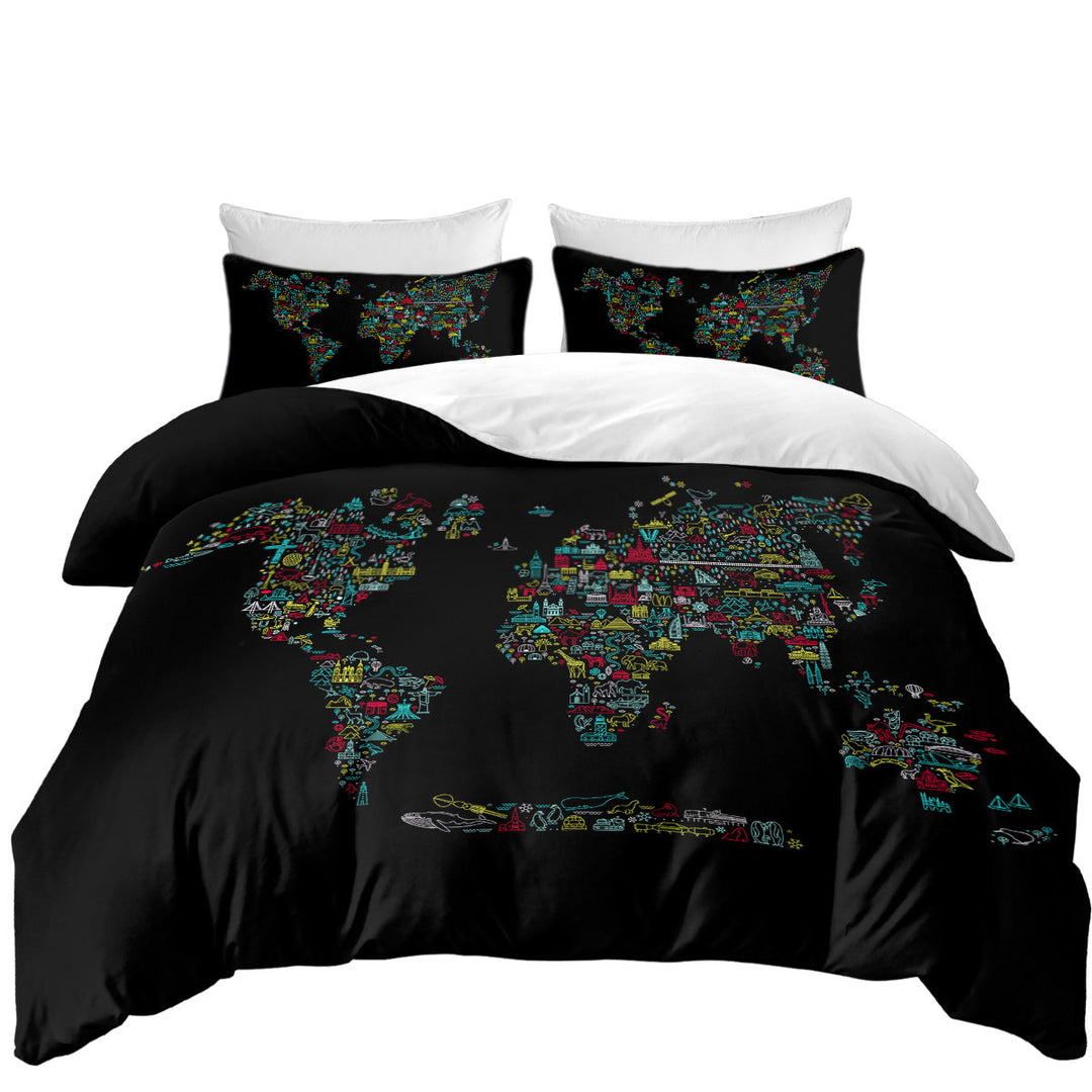 Duvet Cover with Unique World Map