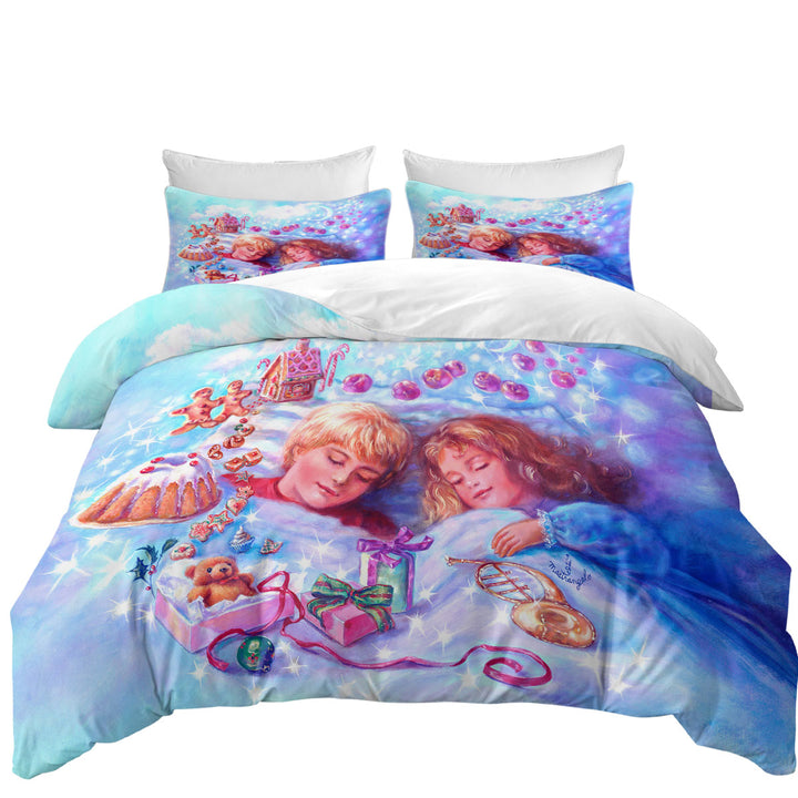 Duvet Cover with Vintage Fairytales Art Painting Sweet Candy Dreams