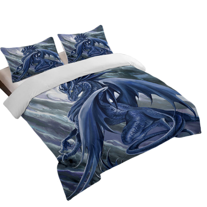 Duvet Cover with Vortex Painted Blue Dragon