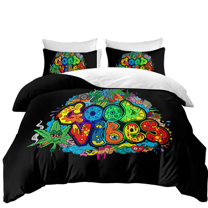 Duvet Covers King with Colorful Good Vibes