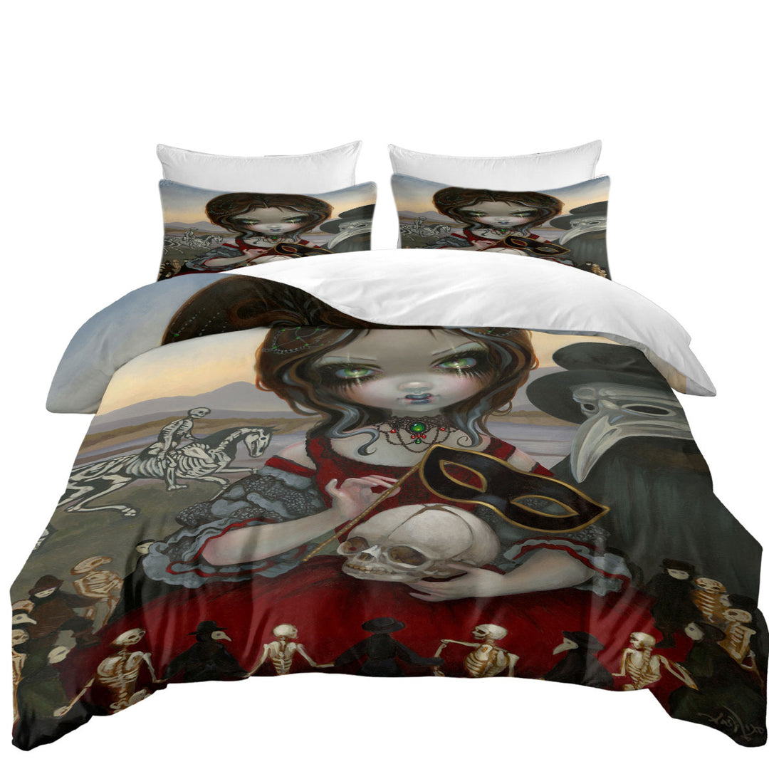 Duvet Covers King with Dark Art Maiden Carnevale Di Morte