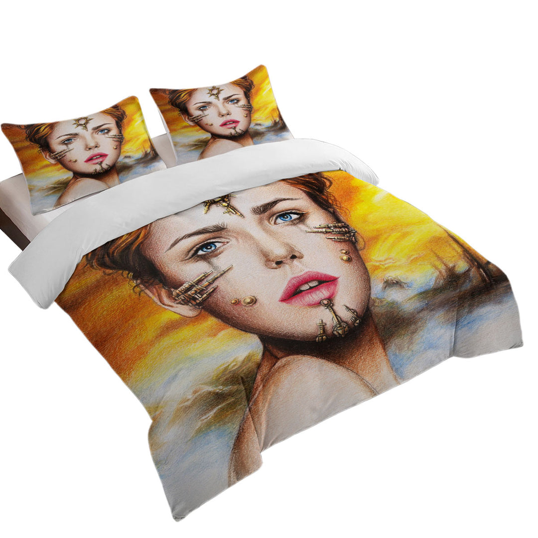 Duvet Covers King with Fantasy Art Shibalba Beautiful Warrior Woman